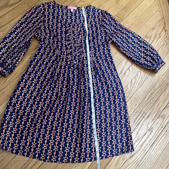 LILLY PULITZER Silk HORSE BIT Equestrian Ruffle Babydoll Dress size 0 - Picture 3 of 7